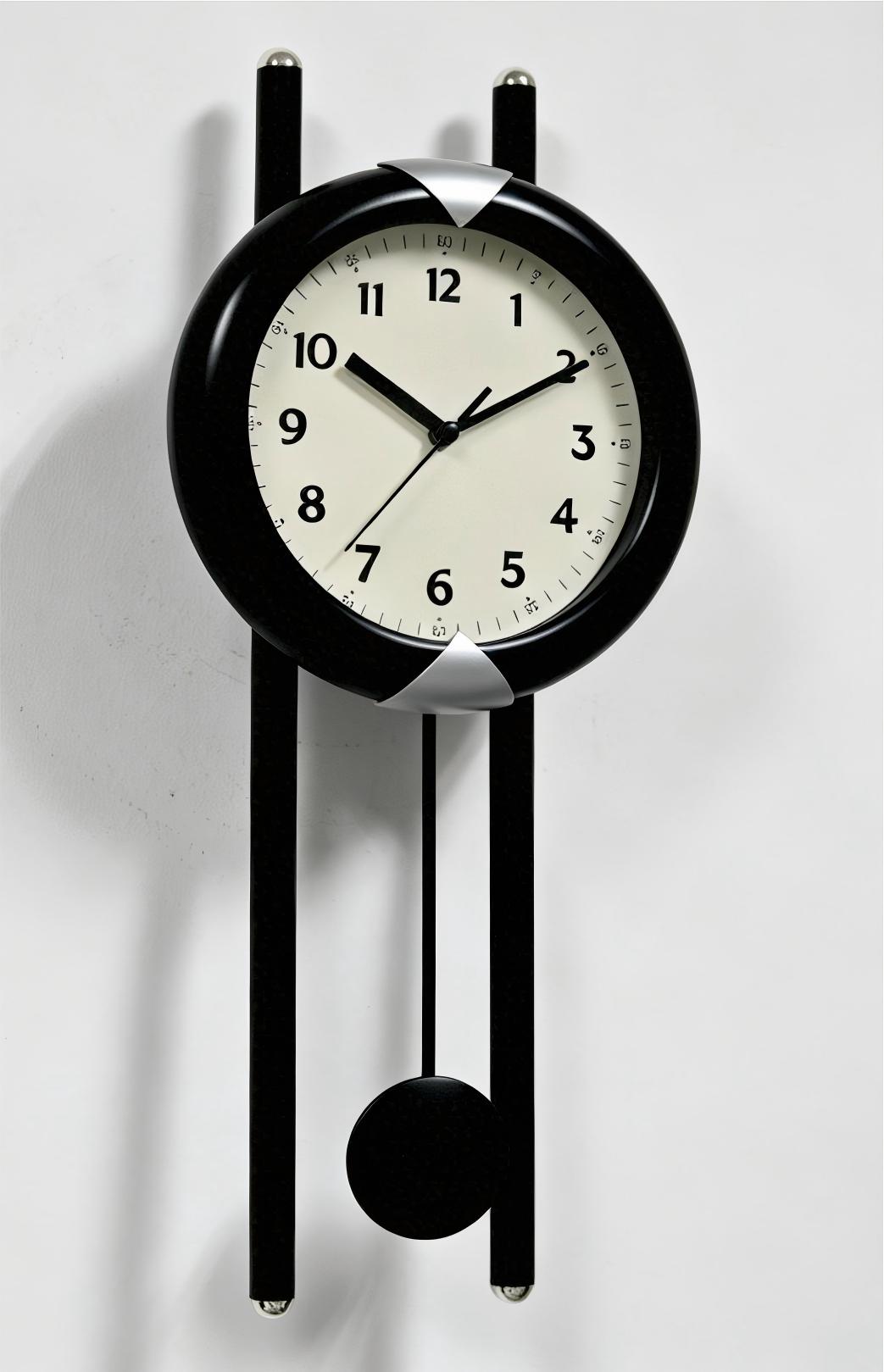 Plastic & Metal Pendulum Wall Clock - TP7008 Black
