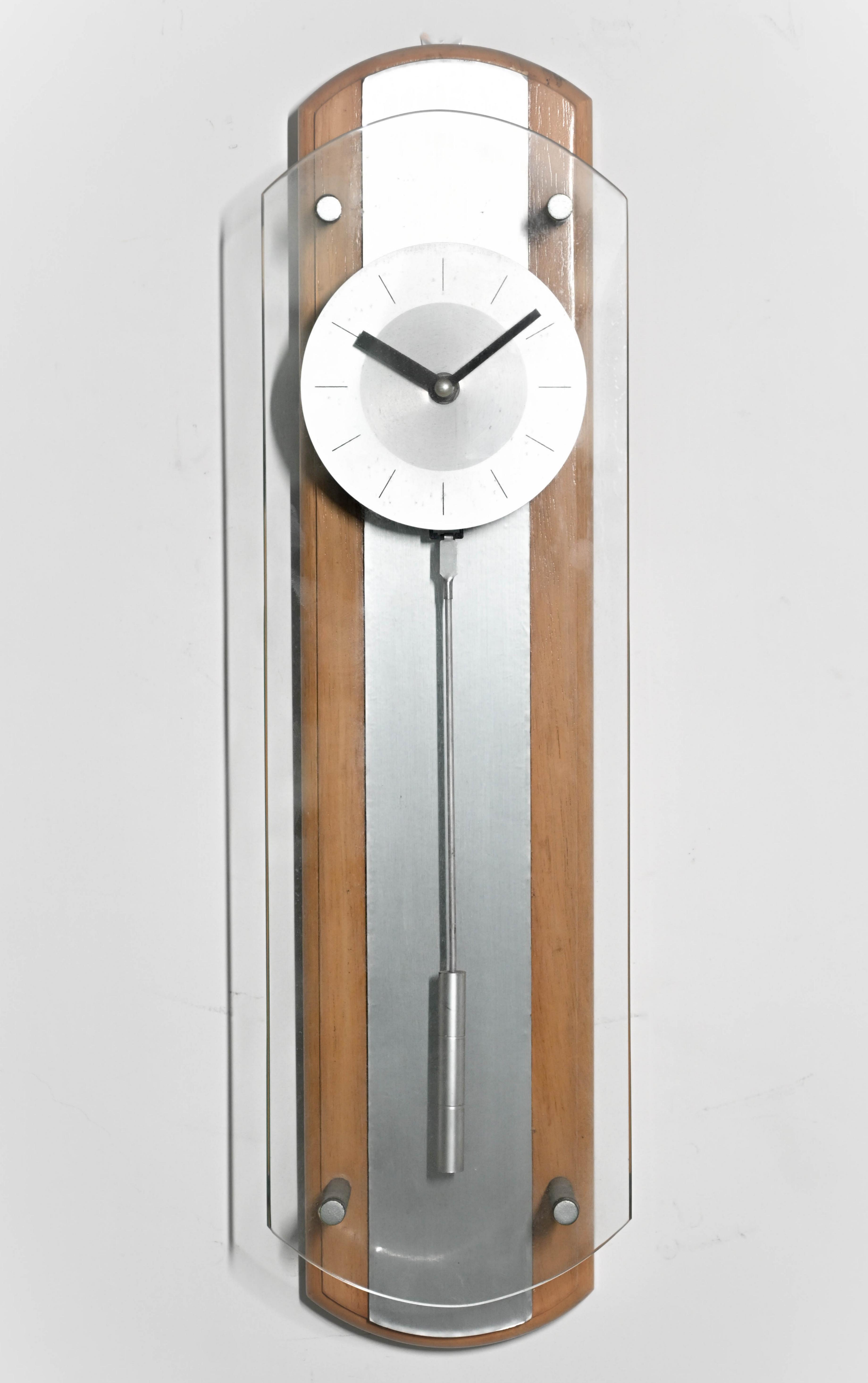 Wood & Glass Pendulum Wall Clock - TP7021 Brown