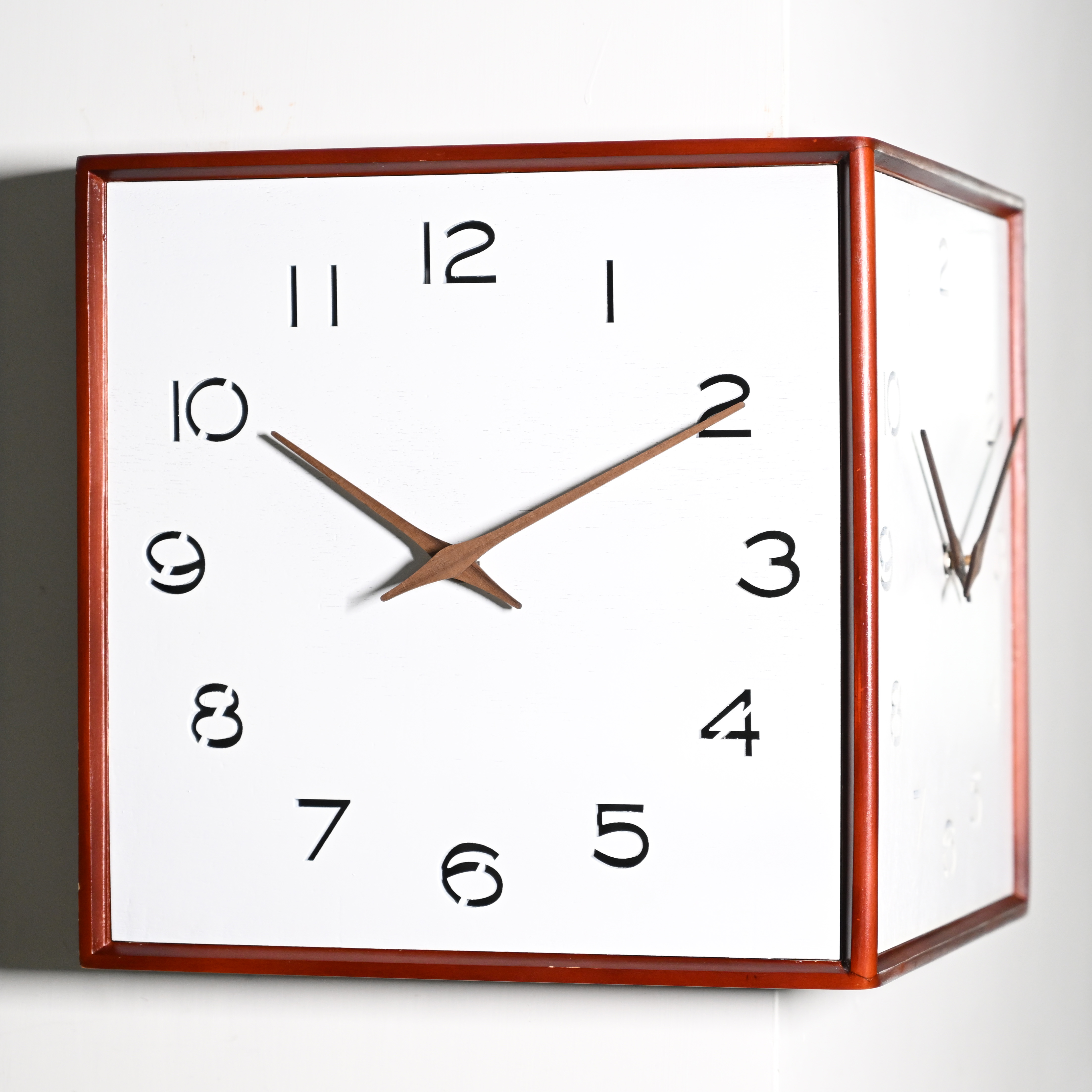 Wooden Wall Clock - W920 Red Brown Wood